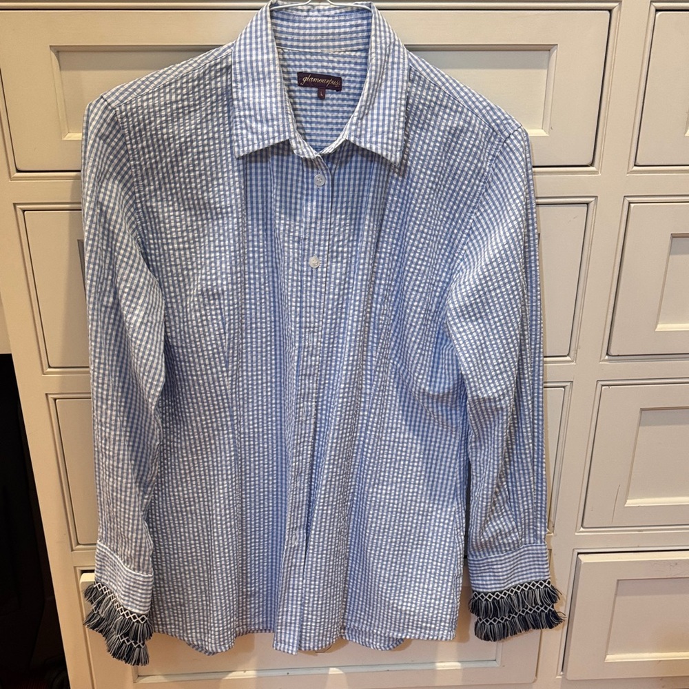 Gingham Button Down Shirt in Blue